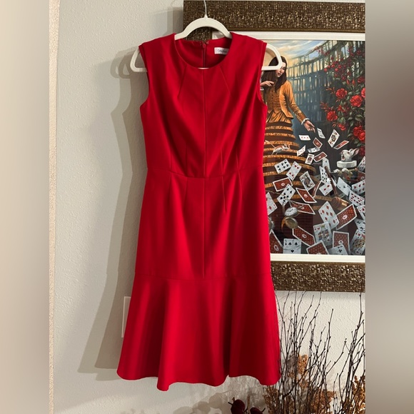 Calvin Klein Dresses & Skirts - Calvin Klein red dress fit flare